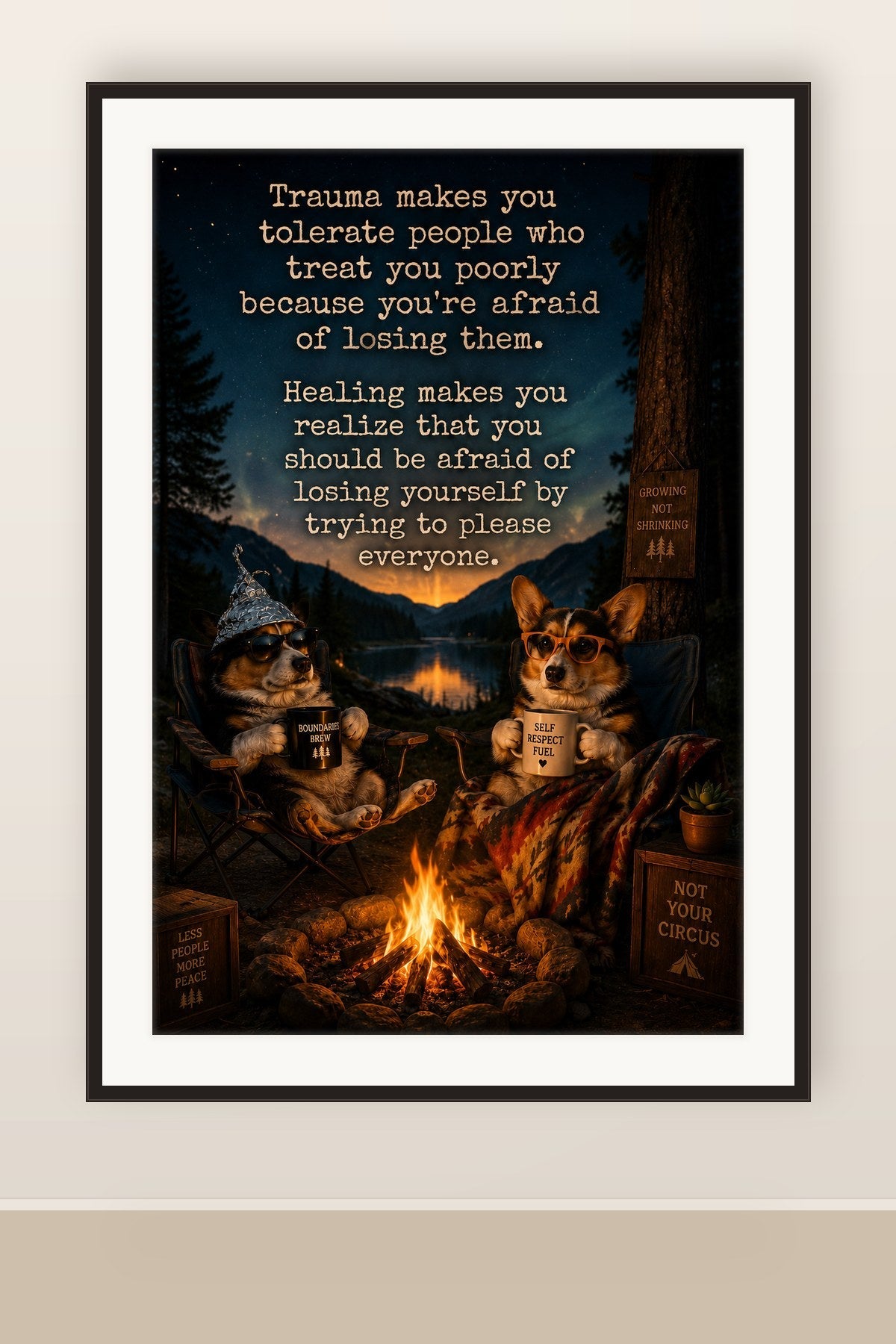 The print shown framed and hung on a wall