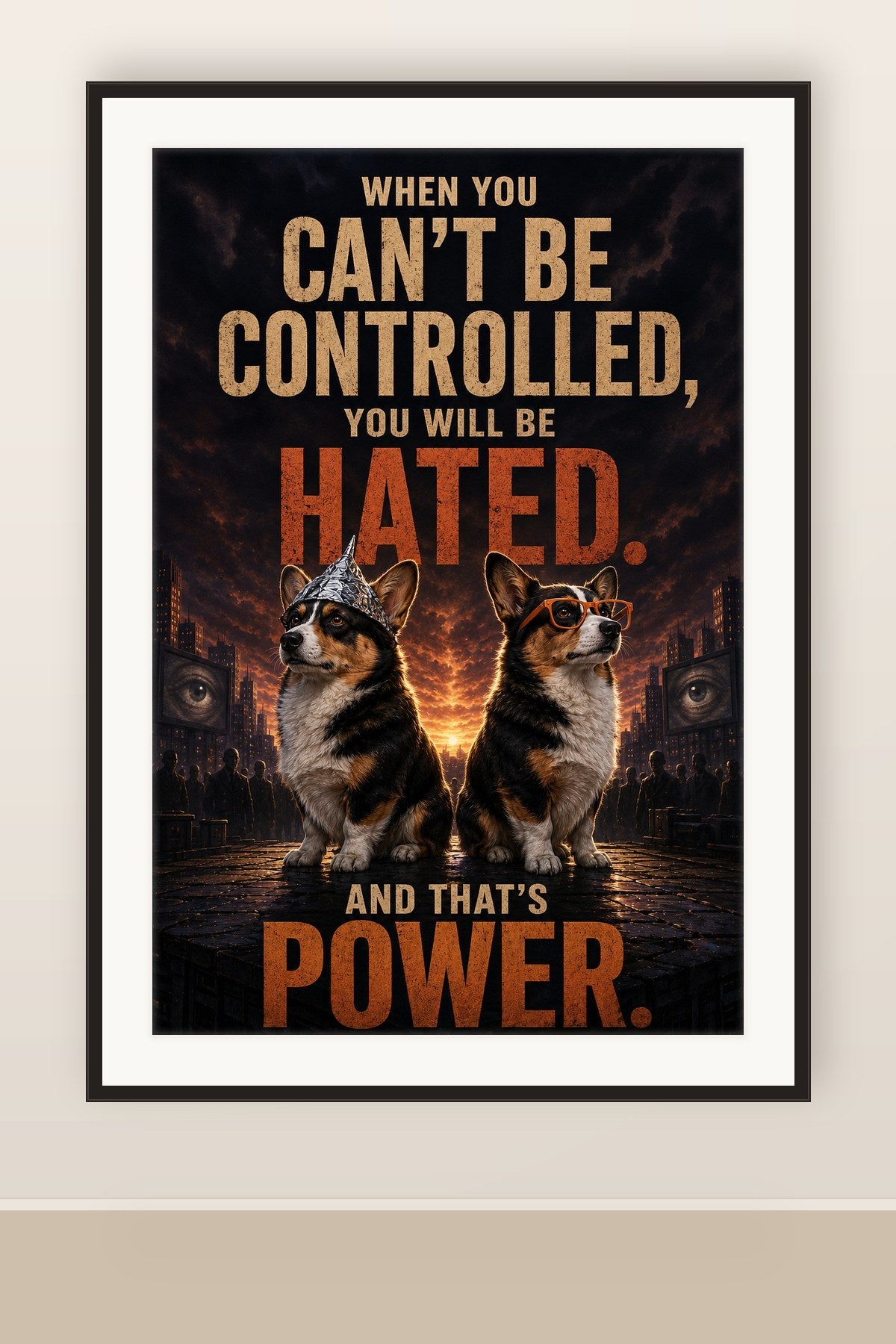 The print shown framed and hung on a wall