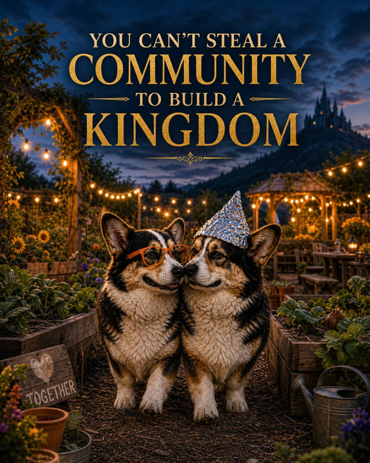 Corgi wall art print: "You can't steal a community to build a kingdom"